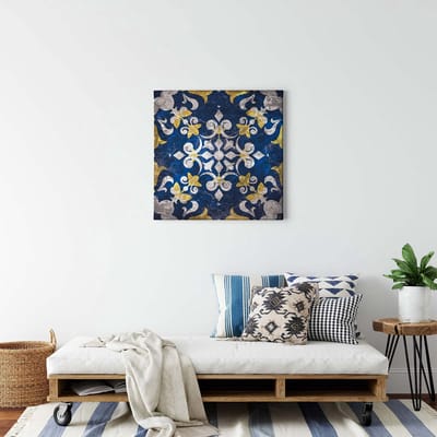 Canvas print DD123303 Azulejo A.S. Création 0,5 x 0,5 m Blauw Kantoor Hal/Gang Keuken Slaapkamer Woonkamer