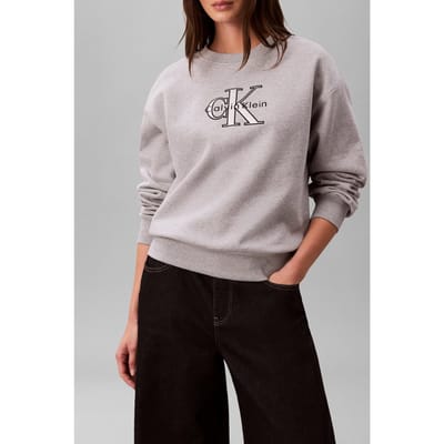 Calvin Klein Ls Foil Monologo Sweatshirt Heroic Grey Heather Taglia: XS | Maglioni a maglia Outlet | Donna | Grigio