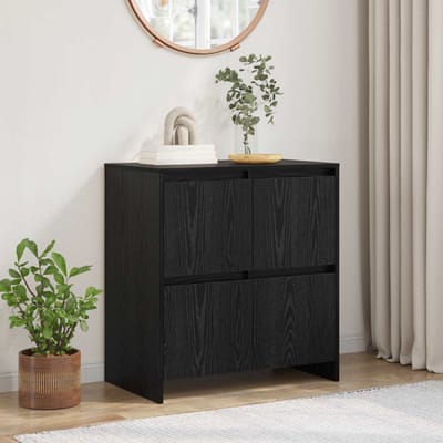 vidaXL - Dressoir - Zwart - Eiken - 70 - x - 41 - x - 75 - cm - Bewerkt - hout