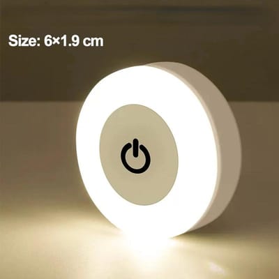 Mini LED capteur tactile veilleuses USB Rechargeable cuisine chambre Base magnétique applique murale ronde Portable lampe de nuit blanc