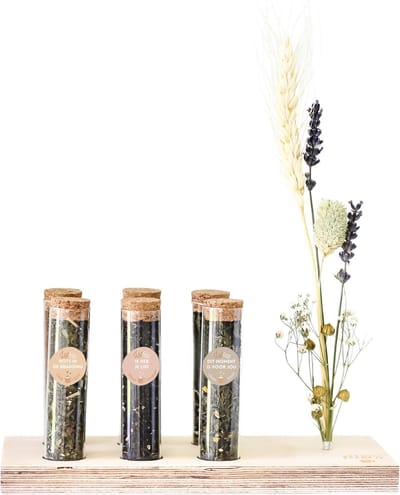 Het Theeplankje Vriendschap - theeplank, theeplank met potjes, thee geschenkset, theeset, thee cadeaupakket, thee pakket, thee cadeau, thee proeverij, vriendin cadeau, vriendinnen cadeaus