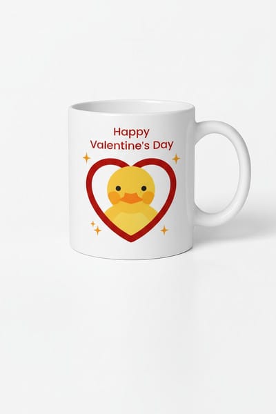 Happy Valentine's Day Mok met Schattig Eendje in Hart | Uniek Valentijnscadeau Liefde