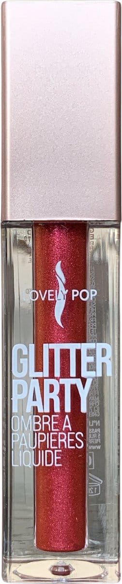 Lovely Pop Cosmetics - Glitter Party - Vloeibare Oogschaduw - Metallic - Glanzend - Glitter - Rood Roze - 06 Candy Cane