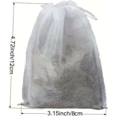 100 stuks Herbruikbare Soepzakjes met Trekkoord - Multifunctioneel Keukenfilter voor Thee, Kruiden & Kaasdoek Large Size 8*12cm wit