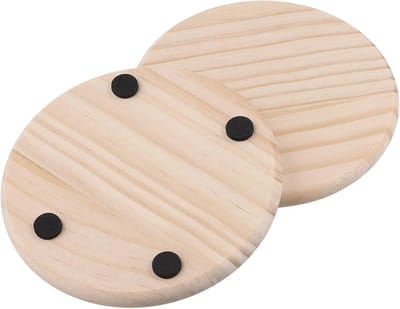 Houten onderzetters rond 10cm - natuurlijk hout - met antislip mat - ideaal voor glazen en planten - ShopVlot