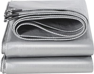 Dekzeil Waterdicht - Afdekzeil Beschermend - Spullen Afdekken - Scheurvast Aluminium Oogjes - 2.5x5 meter - Zilver