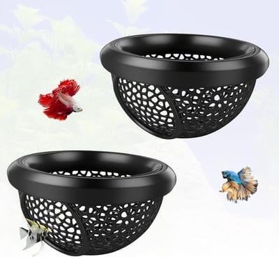 SnelShoppen - Aquarium Decoratieve Cave, Holle Betta Vis Tunnel, Drijvende Hammock voor Vis en Garnaal, Hiding Place (Zwart)