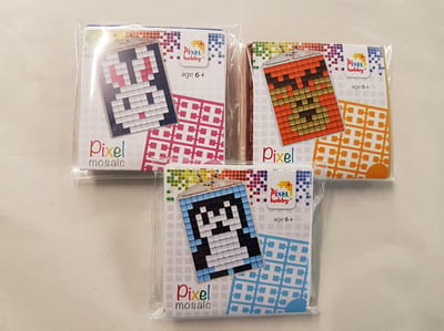 SET 3 PIXELHOBBY MEDAILLONS PINGUIN-KONIJN-RENDIER