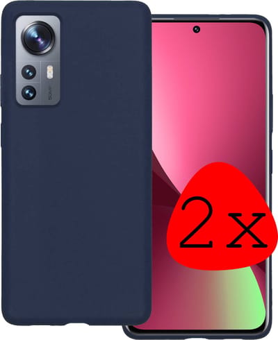 Hoesje 2 Stuks - Geschikt voor Xiaomi 12 Pro - Sterk & Shockproof - Case Siliconen - Back Cover - Telefoon Hoes - Donkerblauw
