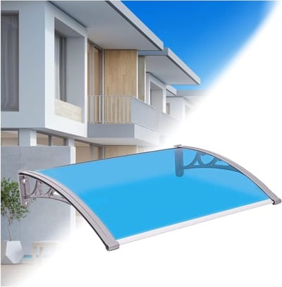 Luifel voordeur - Afdak huis - Bescherming tegen weer - Aluminium beugels - 60x120cm - Grijs