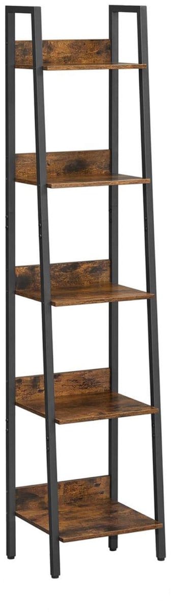 BEGRYF Ladderrek - Rustiek Bruin - 5 Niveaus - 34x30x170 cm - Met Verstelbare Poten - Industrieel Design