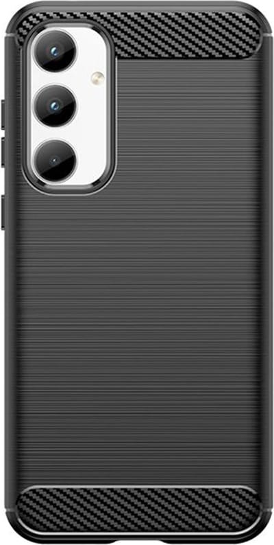 MobyDefend Hoesje - Geschikt voor Samsung Galaxy A35 - TPU Backcover - Geborstelde Metaal & Carbon-Look - Zwart