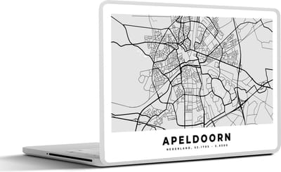 Laptop sticker - 15.6 inch - Kaart - Apeldoorn - Nederland - 36x27,5cm - Laptopstickers - Laptop skin - Cover