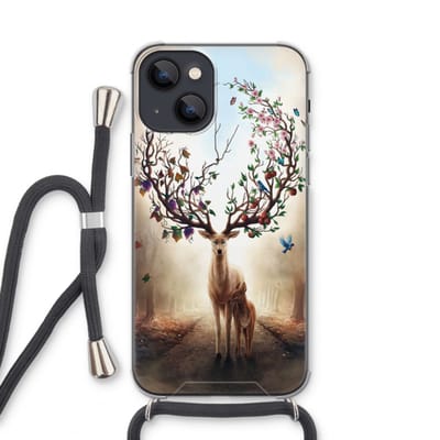Case Company® - Hoesje met koord geschikt voor iPhone 13 mini hoesje met Koord - Seasons Change - Telefoonhoesje met Zwart Koord - Bescherming aan alle Kanten en Over de Schermrand