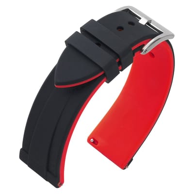 Silicone Rubberen Horlogeband - Makkelijk Zelf te Monteren - Zwart Rood 20mm