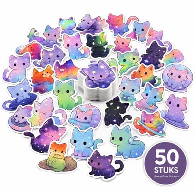 Enluxe Kat stickers 50 stuks - Kawaii galaxy waterproof Cute Anime