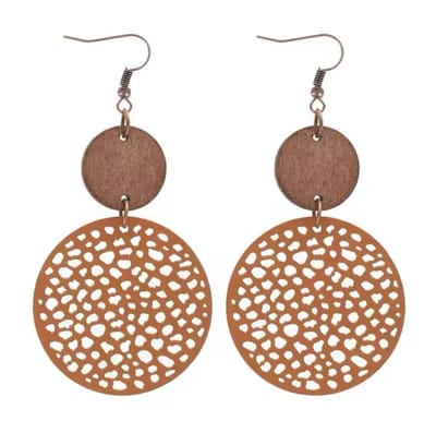 Jomide Oorhangers Etnische Vintage Hout/Kunstleer - Oranje