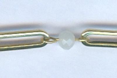 Twice As Nice Armband in edelstaal, ovale schakels, witte bolletjes 16cm+3cm