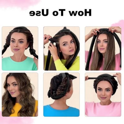 Zijdeachtige krulrollers zonder hitte voor kort en lang haar, inclusief clips en kam, ideaal voor slapen en mooie krullen (zwart, groot)