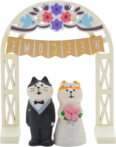 3-delige Shiba Inu Figuren voor Bruid en Bruidegom, Perfecte Huwelijksdecoratie met Sakura Boog, Geschikt voor Verjaardagen, Jubilea en Valentijnsdag