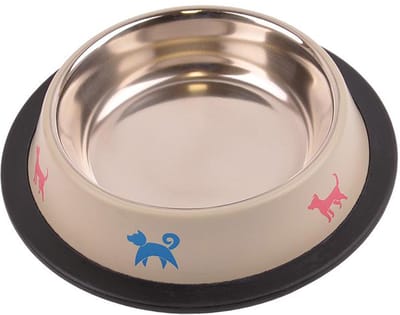 Metalen voerbak met rubber voor honden 0,47l