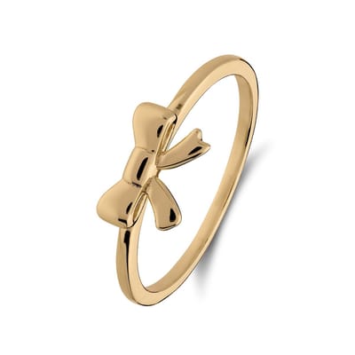 Lucardi Kinder Zilveren goldplated ring met strik - Ring - 925 Zilver - Goudkleurig - 14 / 44 mm
