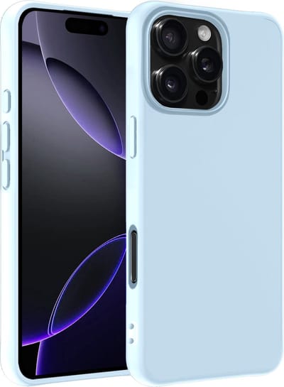 Hoesje - Geschikt voor Apple iPhone 16 Pro - Sterk & Shockproof - Siliconen Case - Hoes Cover - Telefoonhoes - Lichtblauw