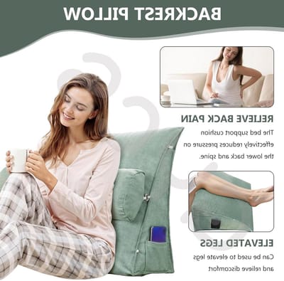 Verstelbare Leeskussens - Rugsteun Kussen - Comfortabel Lezen - Verstelbare Hoogte - 60x50x20cm - Koffie