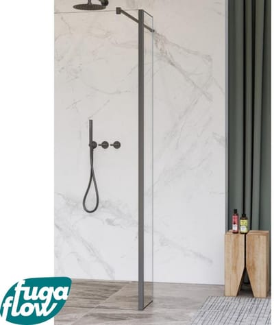 FugaFlow Eccelente Vetro zijwand - 30x200cm - helder glas - 8mm - met hoekprofiel - gunmetal -