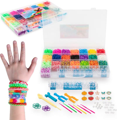 Joya Creative Loombandjes XXL Starter Set - 6200+ delig incl. Loombord - 22 Kleuren - Knutselkoffer - Armbandjes Maken - Loom Bandjes Pakket – Knutselen Meisjes