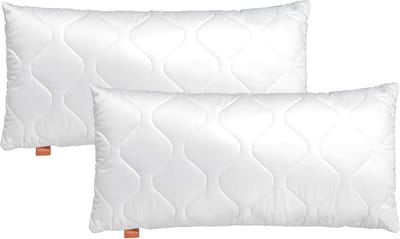 Famanu – Set van 2 Comfort kussens met ritssluiting, 100% microvezel, 40 x 80 cm, wit