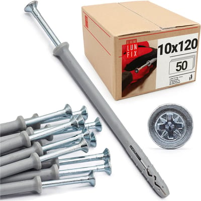 LUN FIX - Schlagdübel 10x120mm - 50 Stük - Nageldübel - Schnellmontage Dübel - Rahmendübel