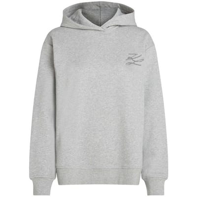 Karl Lagerfeld Autograph Sequins Hoodie Light Grey Melange Größe: S | Kaputzenpullis Outlet | Damen | Grau