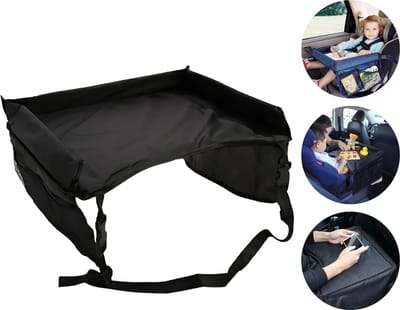 Teedz - Autotafel - Waterproof Autotafeltje - Zwart - Voor Kinderstoel en Kinderwagen - speelgoed - Vakantie - Reizen - Reistafel