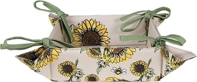 Clayre & Eef Broodmand 35x35x8 cm Beige Geel Katoen Zonnebloemen