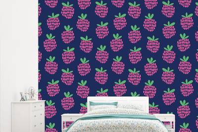 Behang - Fotobehang Patroon - Framboos - Retro - Breedte 315 cm x hoogte 260 cm