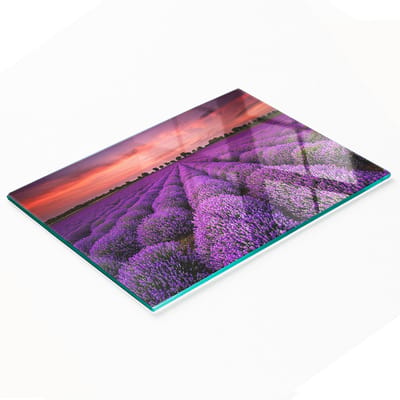 Multifunctionele decoratieve glazen keukenplank Lavendelveld 80x52 cm