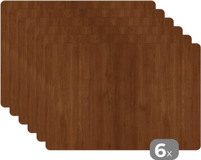 Placemat - Hardhout - Patronen - Bruin - 45x30 cm - 6 stuks - Hittebestendig - Anti-Slip - Onderlegger - Afneembaar