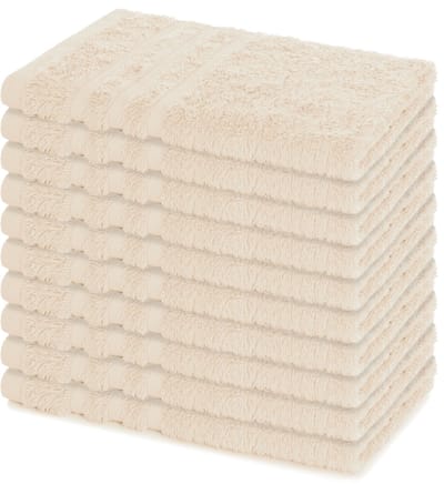 Lavea® Set van 10 handdoeken 30x50 cm, 100% katoen – Zacht en absorberend – Voor thuis, hotel, spa en gasten – Perfect als handdoek / gastendoekje – Crème