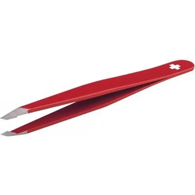 Rubis Switzerland epileer pincet voor wenkbrauwen - schuin - professioneel pincet uit RVS met schuine punt - rood