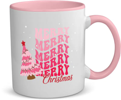 Akyol - kerst merry christmas koffiemok - theemok - roze - Kerstmis - kerst beker - winter - kerst - christmas - kerst cadeau - 350 ML inhoud