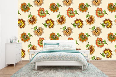Behang - Fotobehang Design - Bloemen - Retro - Vintage - Breedte 400 cm x hoogte 240 cm