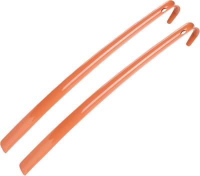 Urban Living Schoenlepel - 2x - lang - oranje - kunststof - 60 cm - schoentrekker