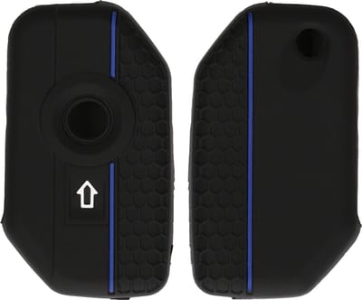 kwmobile motorsleutel case geschikt voor BMW R1250GS C400X C400GT F900R F750GS R1200GS GS1250 hoesje - Hoes met honingraat design - Motor sleutel behuizing in zwart / blauw