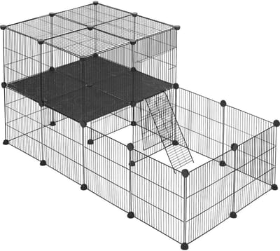 CORE Knaagdieren ren - Buiten konijnenkooi - Voor konijn en/of puppy hok - 140x70x70cm - Zwart Metaal