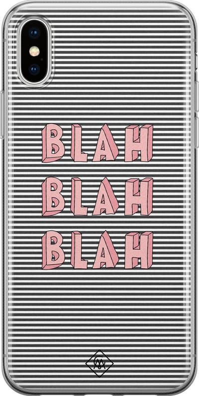 Casimoda® hoesje - Geschikt voor iPhone Xs - Blah Blah Blah - Siliconen/TPU telefoonhoesje - Backcover - Tekst - Multi