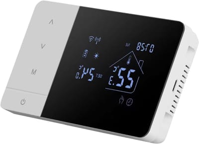 Slimme Thermostaat - Temperatuurregelaar Wifi - Energie Besparen - App en Spraakbesturing - 14x8.1x2cm - Zwart Wit