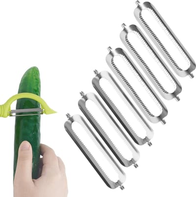 Vervangende Messen voor Groentenschiller - 6 Stuks, Geschikt voor Asperges, Aardappelen en Fruit, 5.5 cm (Getand)