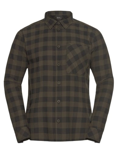 Jack Wolfskin Lite Flannel Shirt Men - Blouse - Heren - Obsidian Moss - Maat M