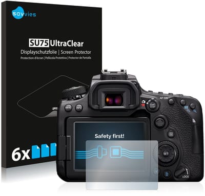 Savvies - Screenprotector voor Canon EOS 90D - Folie Beschermfolie transparant 6 Stuks